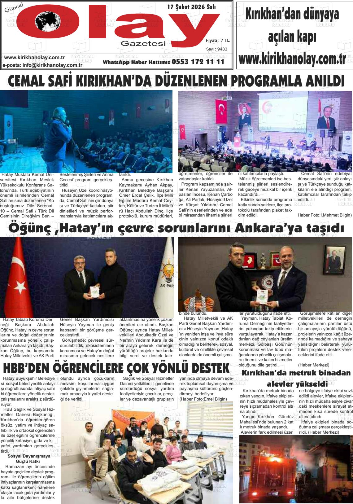 Hatay Guncelolay 17.02.2026