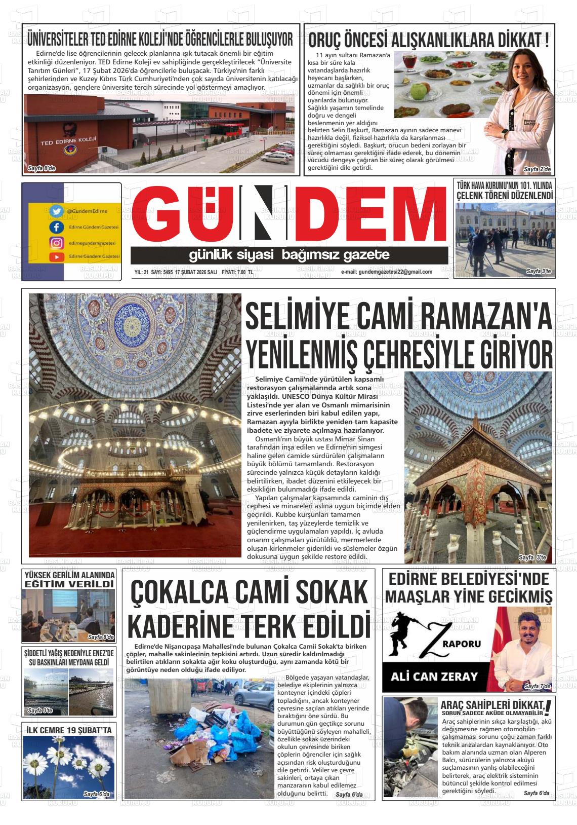 Edirne Gundem 17.02.2026