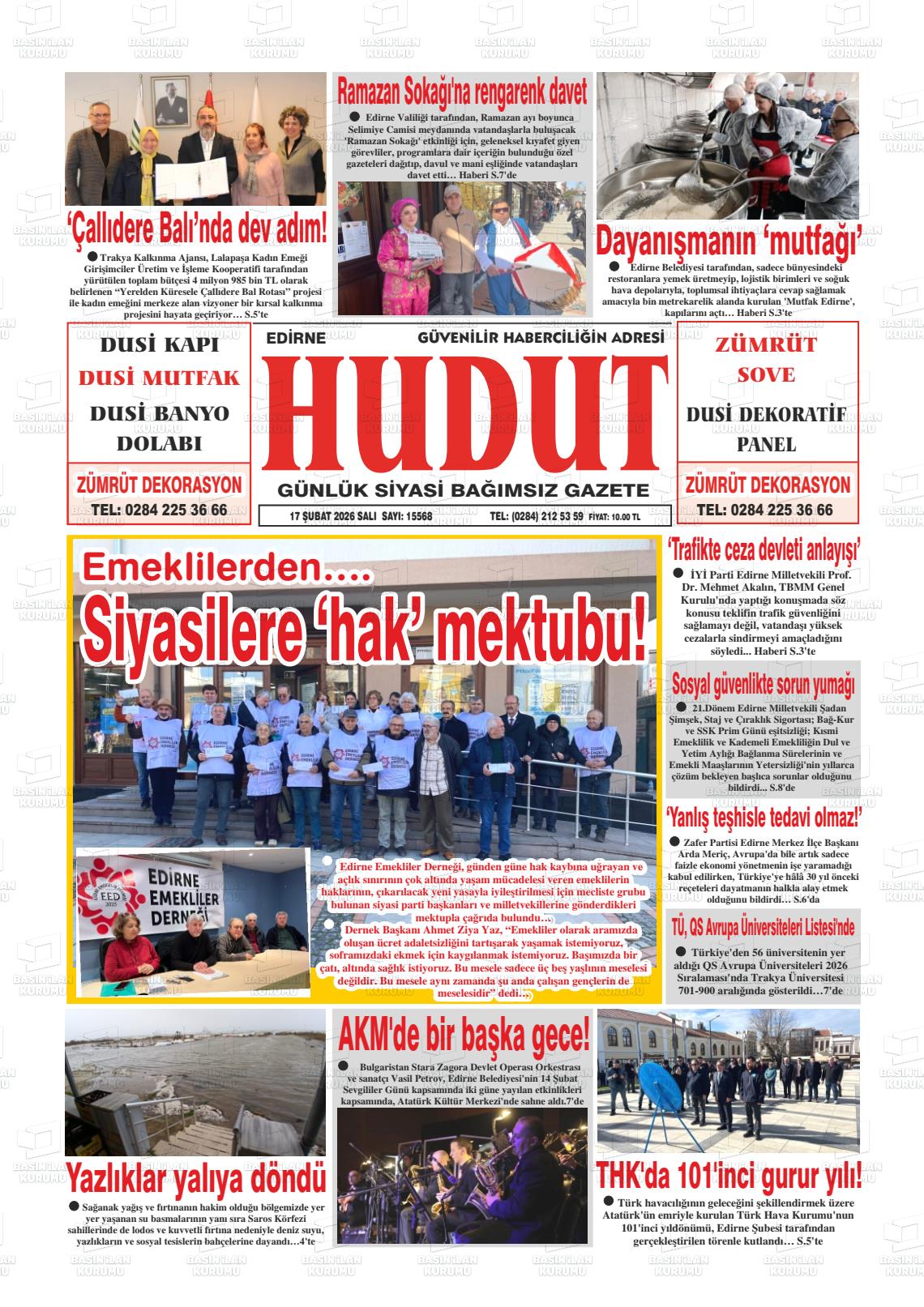 Edirne Hudut 17.02.2026