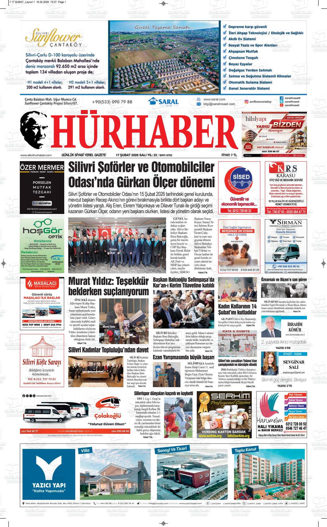 Hür Haber Gazetesi 17.02.2026