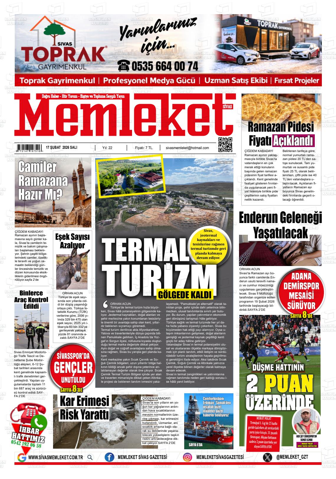 Sivas Memleket 17.02.2026