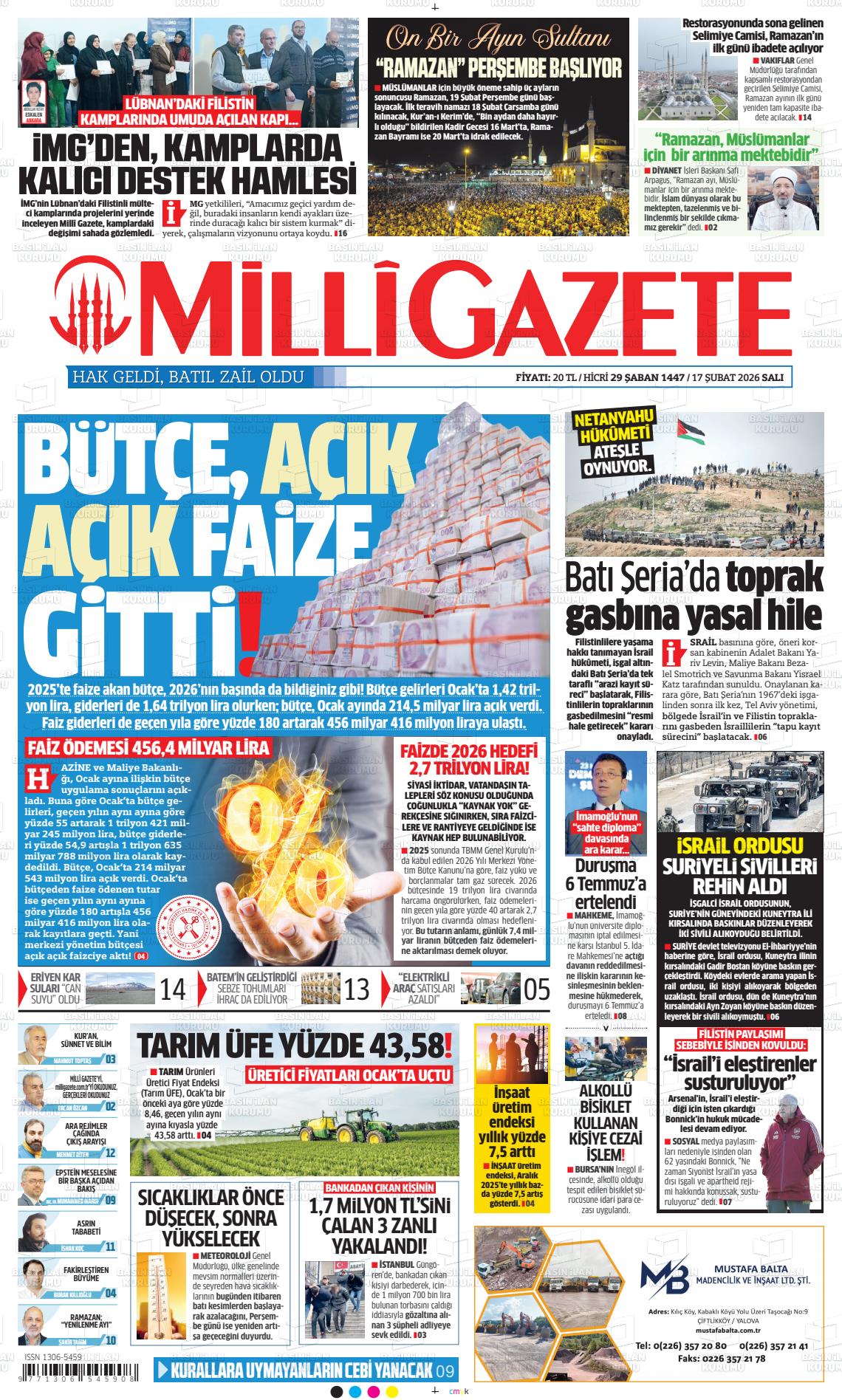 Milli Gazete Gazetesi 17.02.2026
