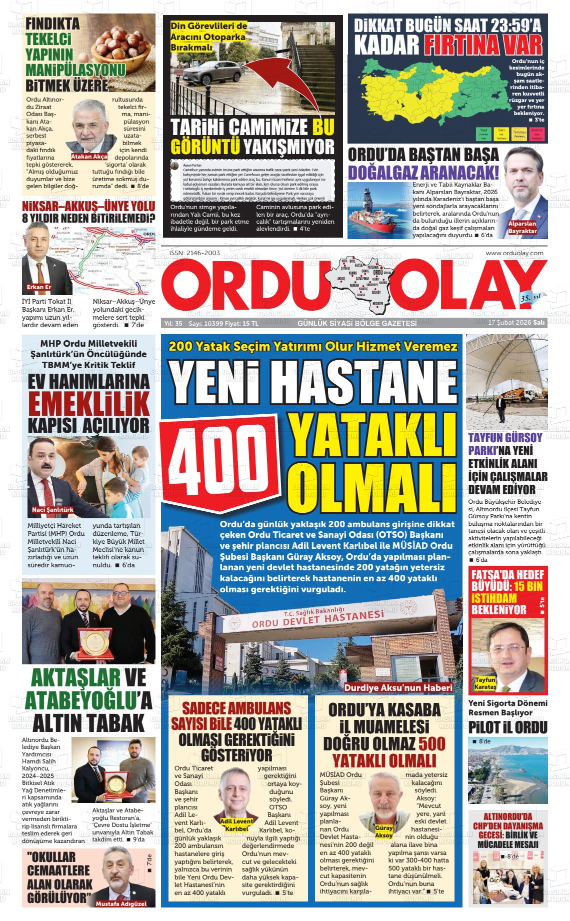 Ordu Olay 17.02.2026