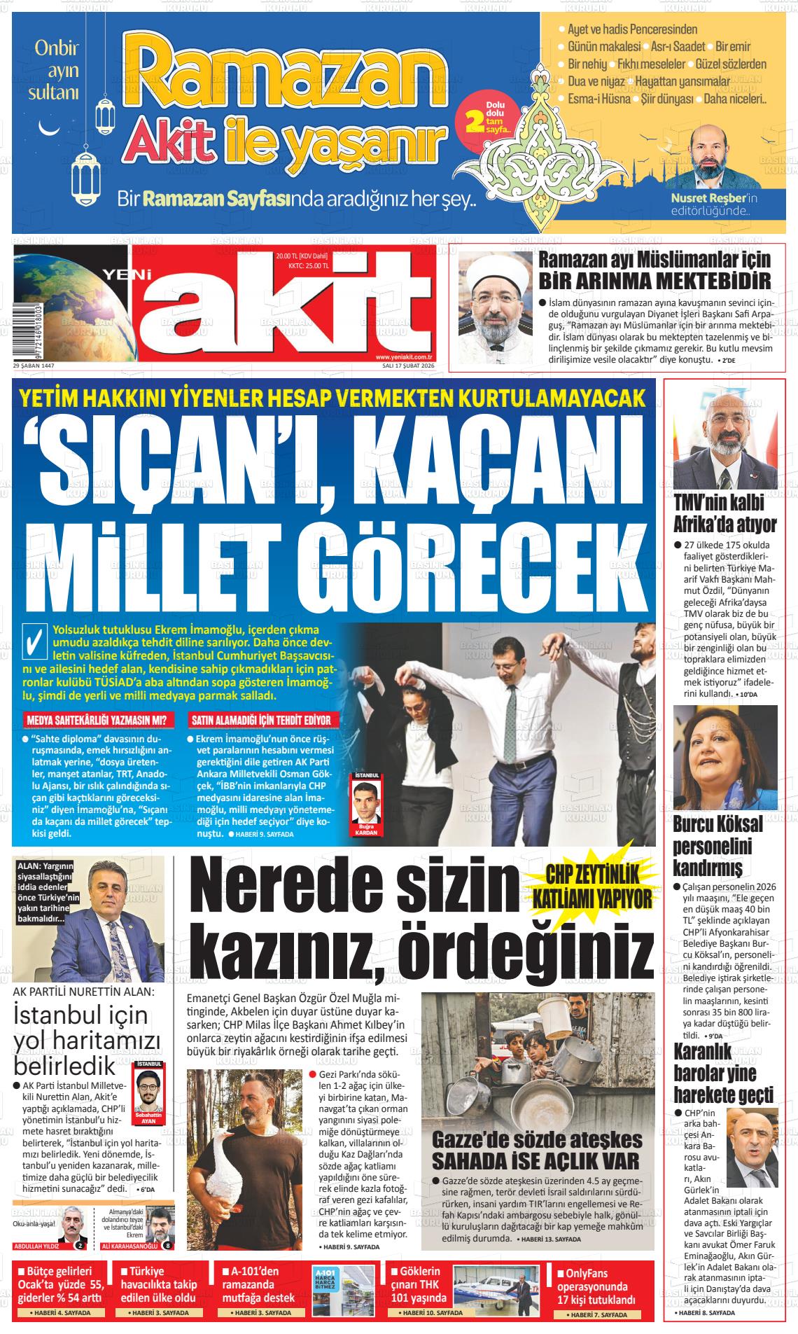 Yeni Akit Gazetesi 17.02.2026