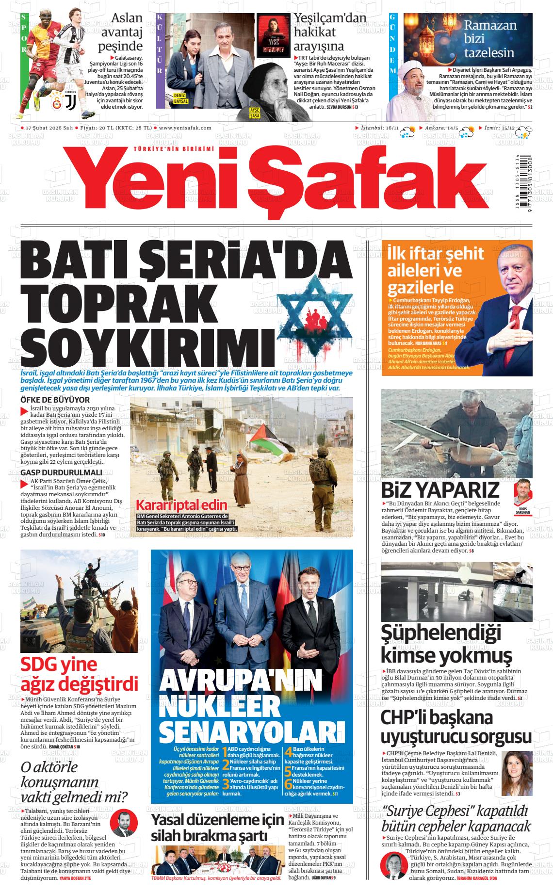 Yeni Şafak Gazetesi 17.02.2026