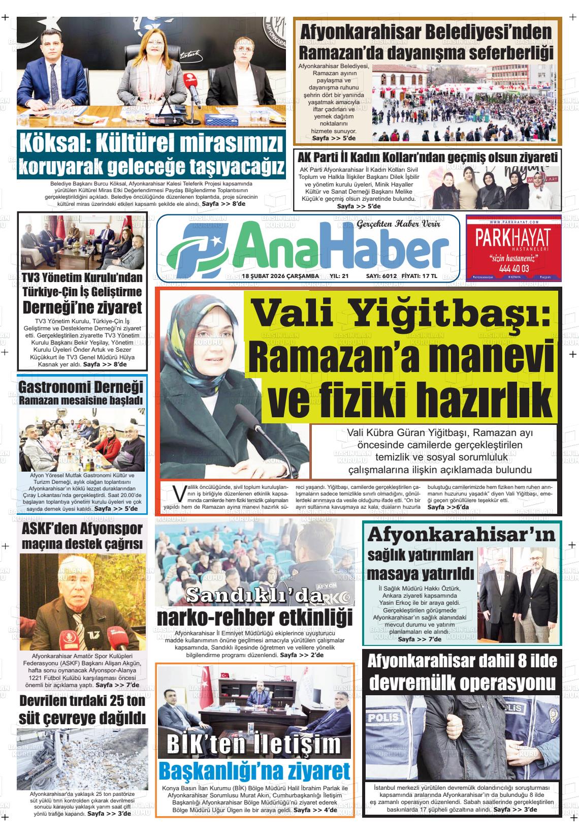 Afyonkarahisar Anahaber 18.02.2026