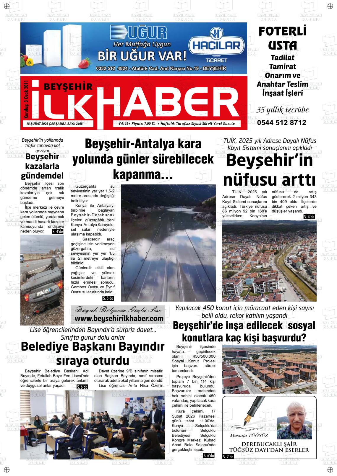 Konya Beysehirilkhaber 18.02.2026