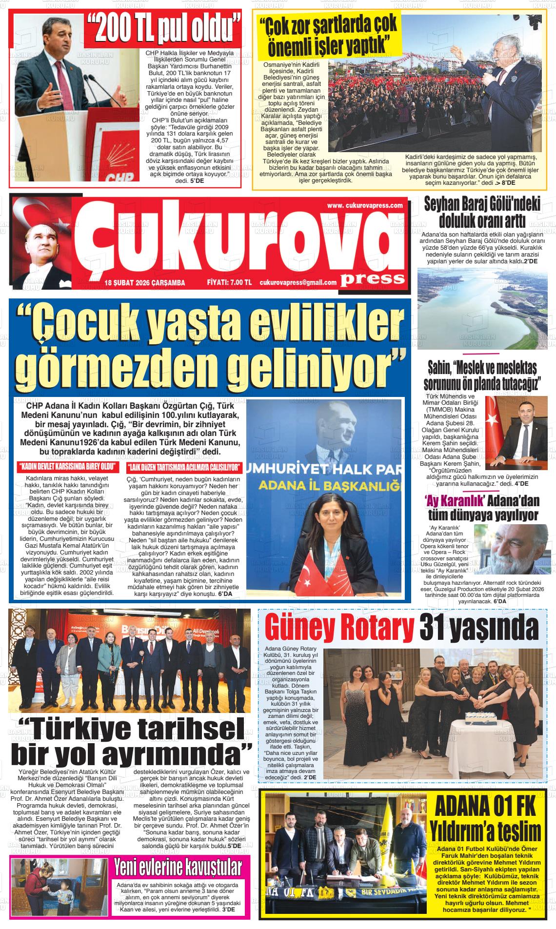Adana Cukurovapress 18.02.2026