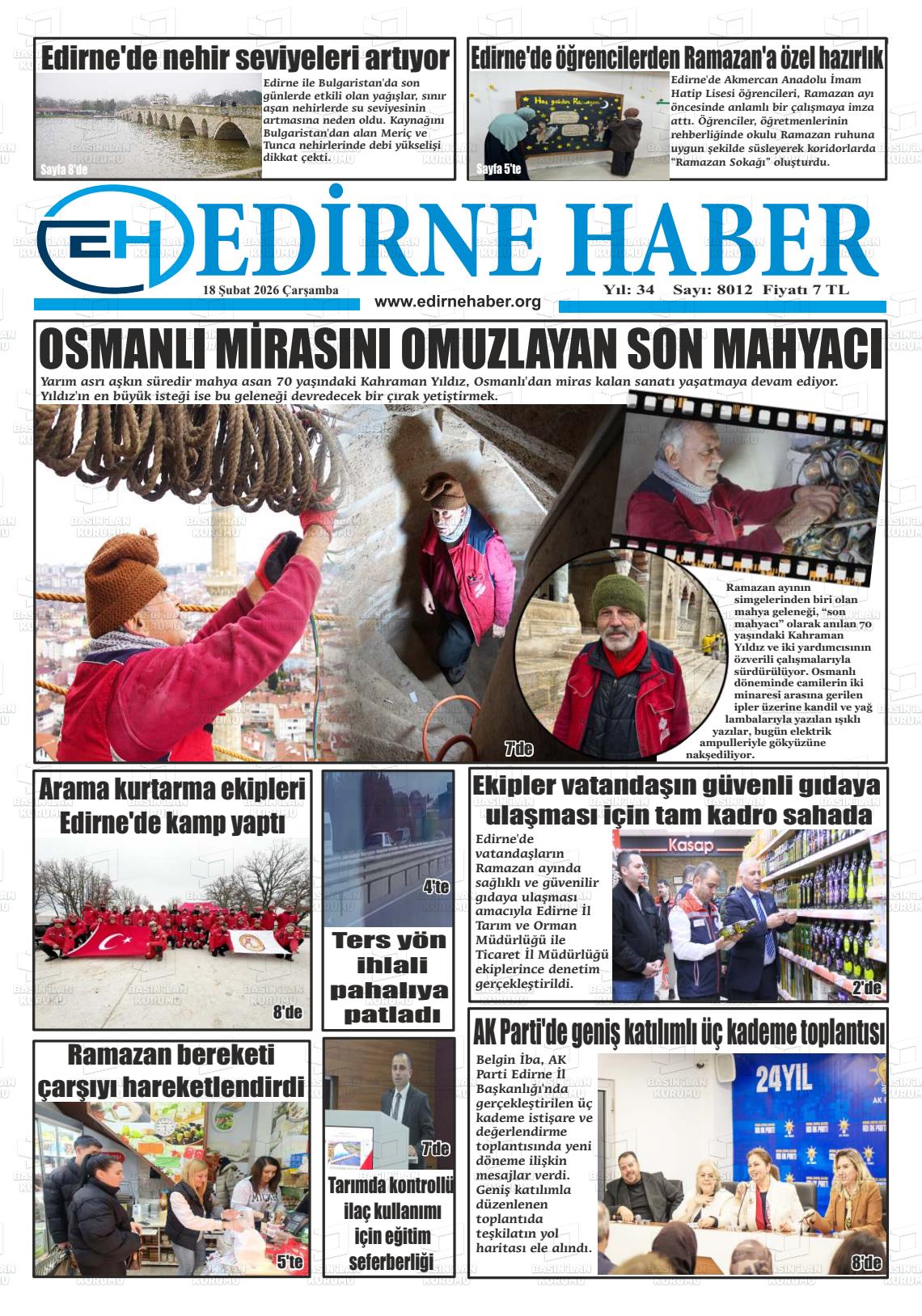 Edirne Haber 18.02.2026