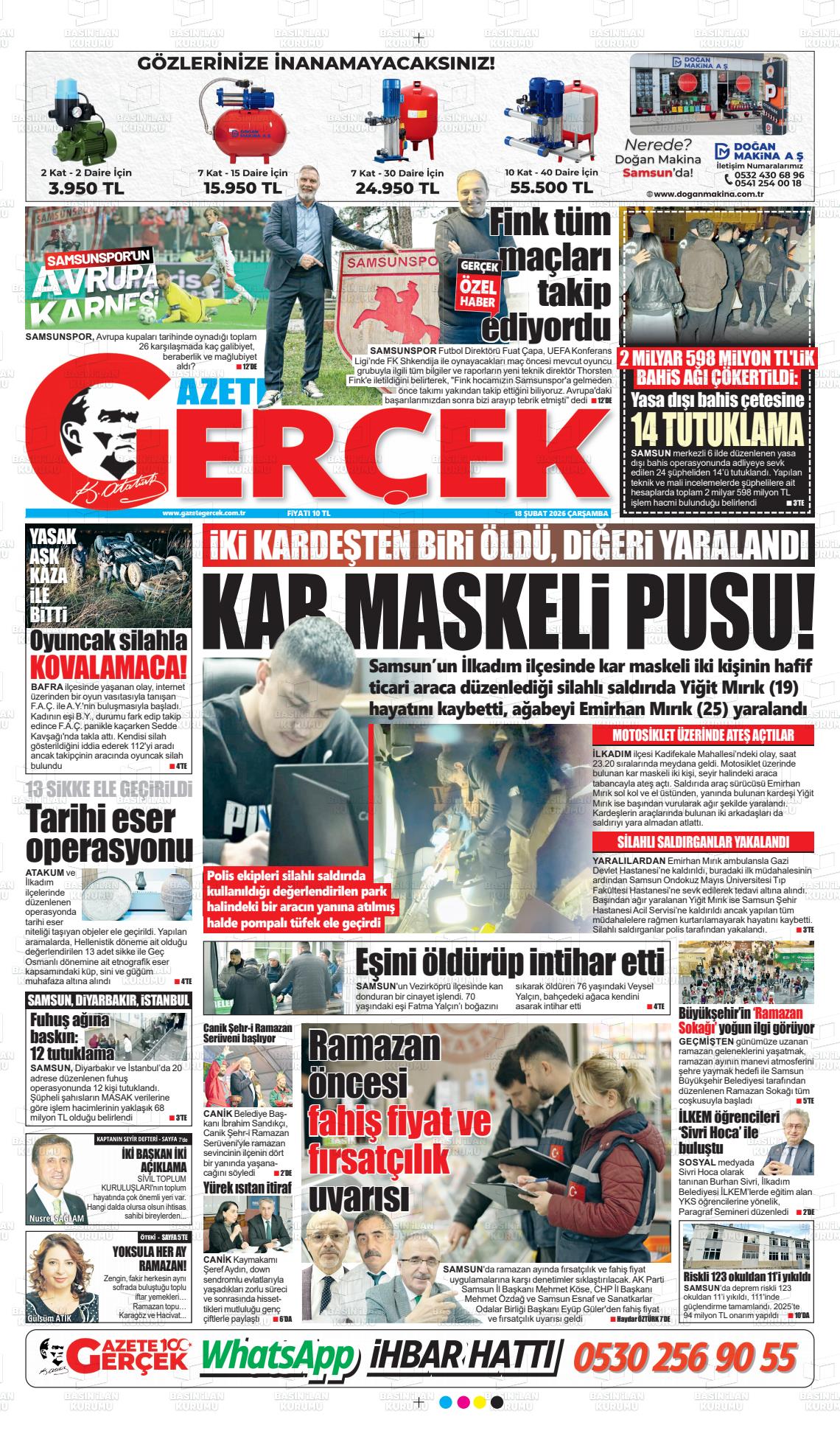 Samsun Gazetegercek 18.02.2026