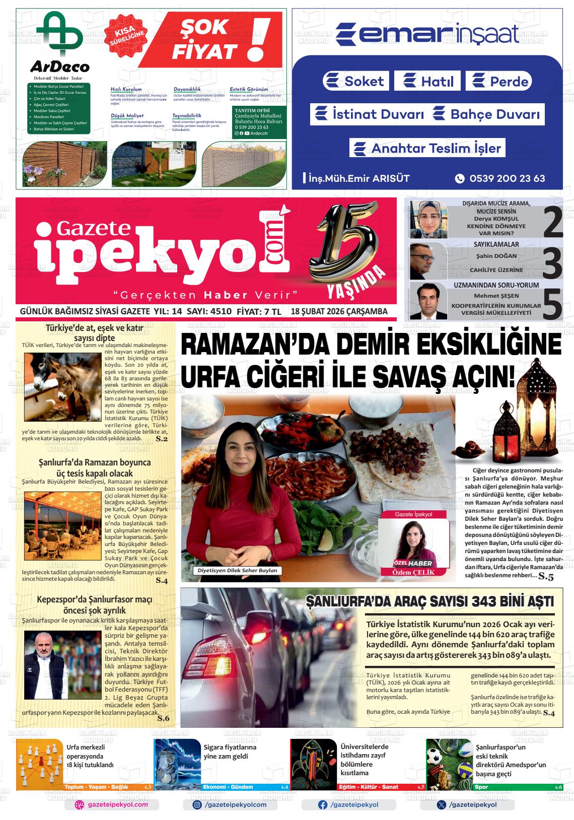 Sanliurfa Gazeteipekyol 18.02.2026