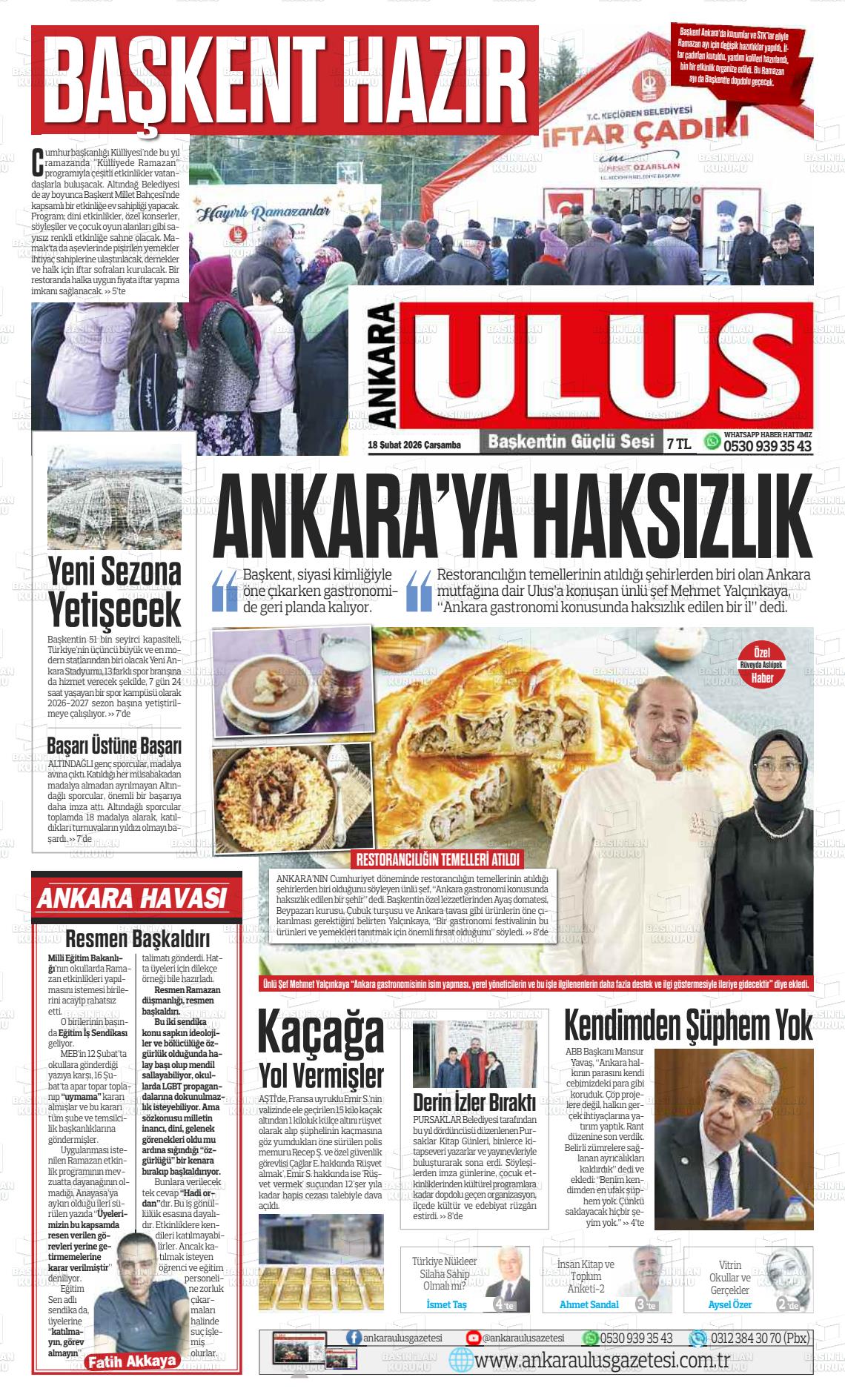 Ankara Habervaktim 18.02.2026