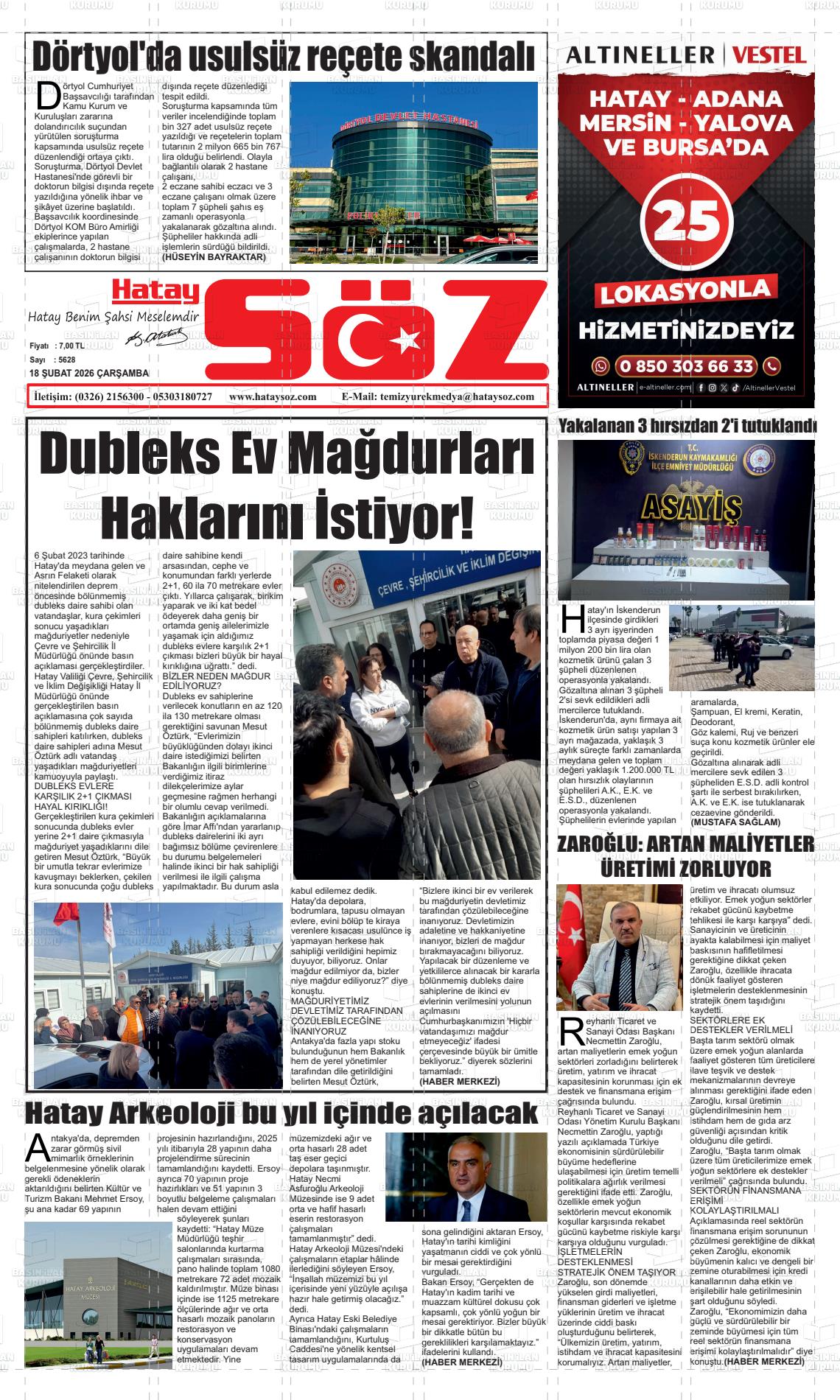 Hatay Soz 18.02.2026