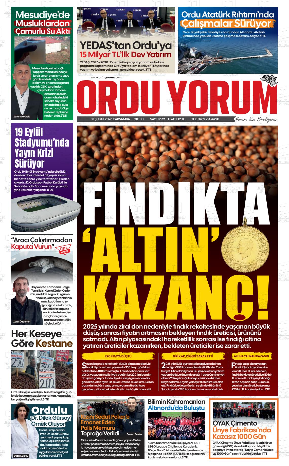 Ordu Yorum 18.02.2026