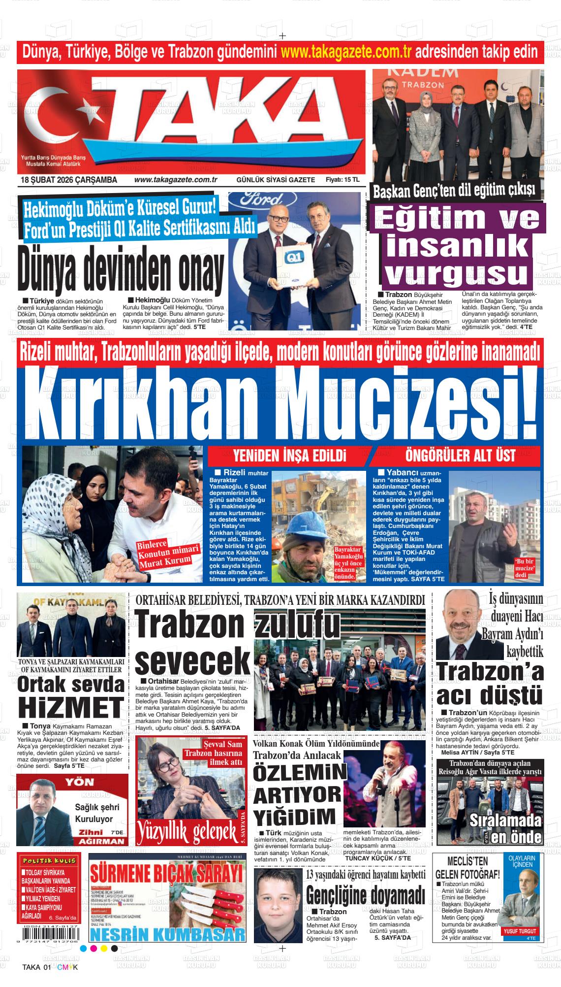 Trabzon Taka 18.02.2026