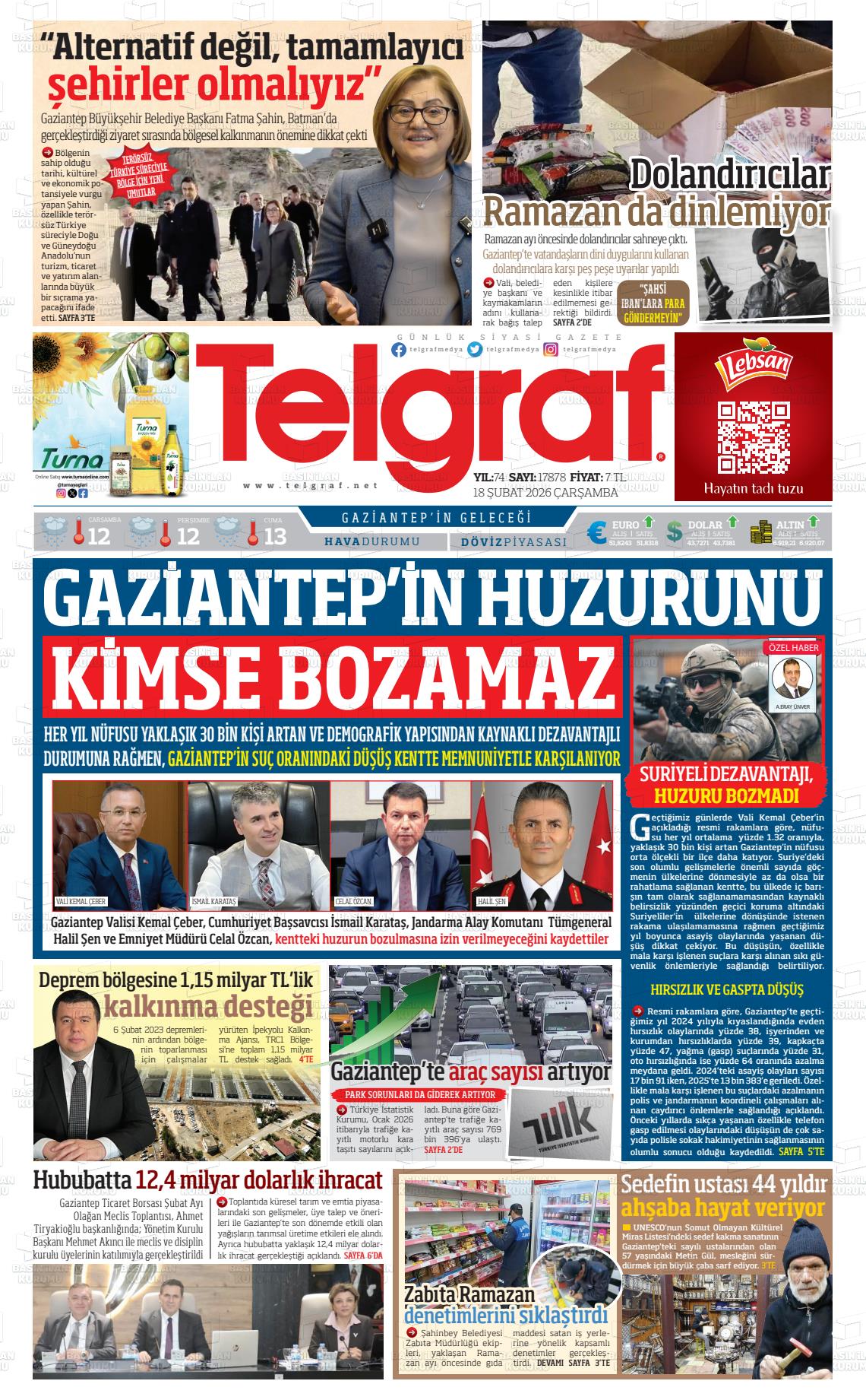 Gaziantep Telgraf 18.02.2026