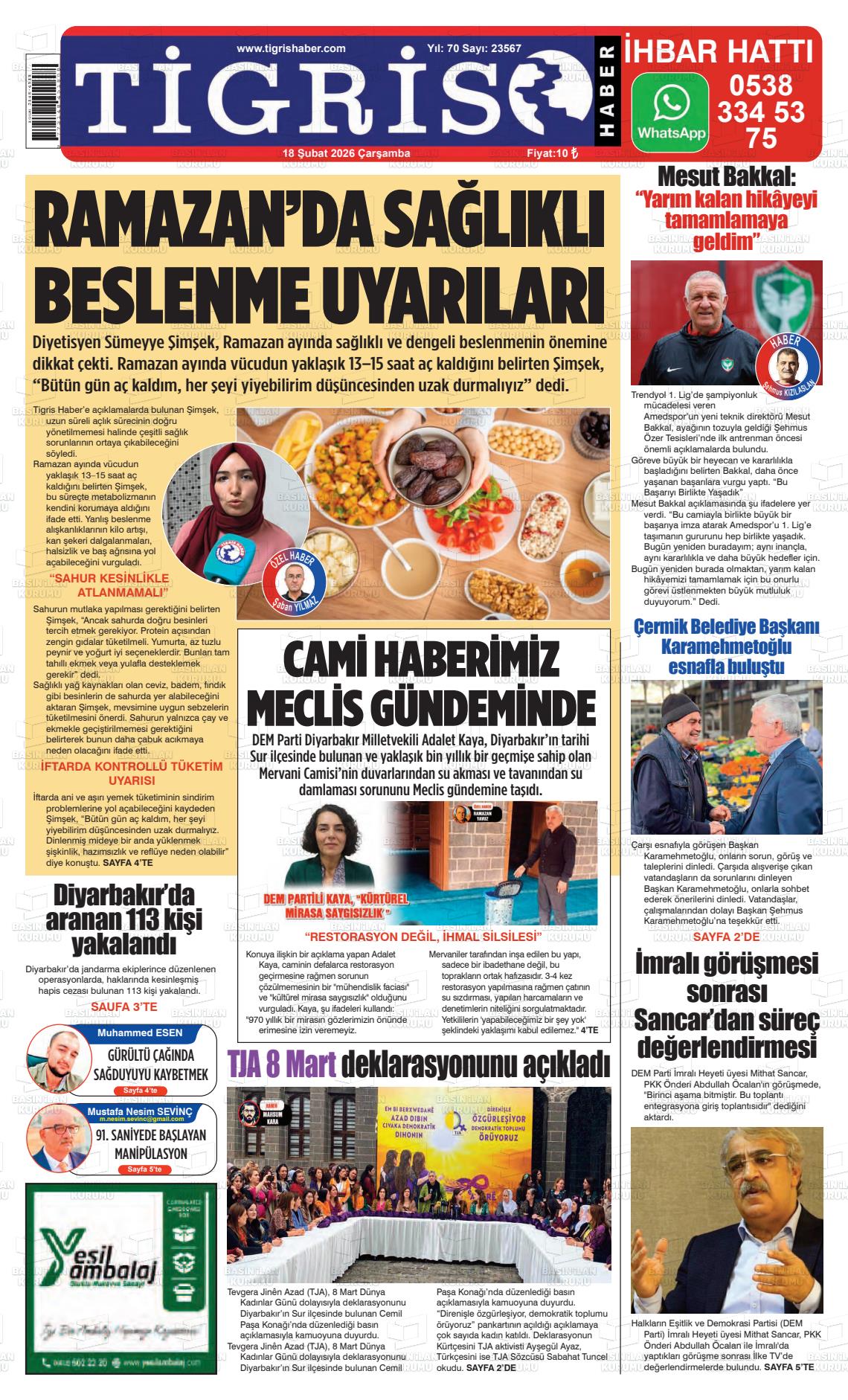 Diyarbakir Tirgis 18.02.2026