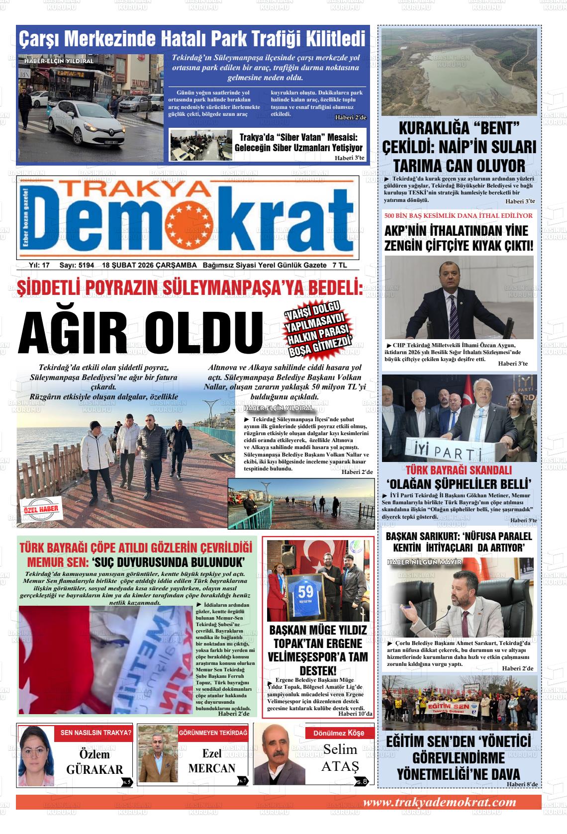 Tekirdag Trakyademokrat 18.02.2026