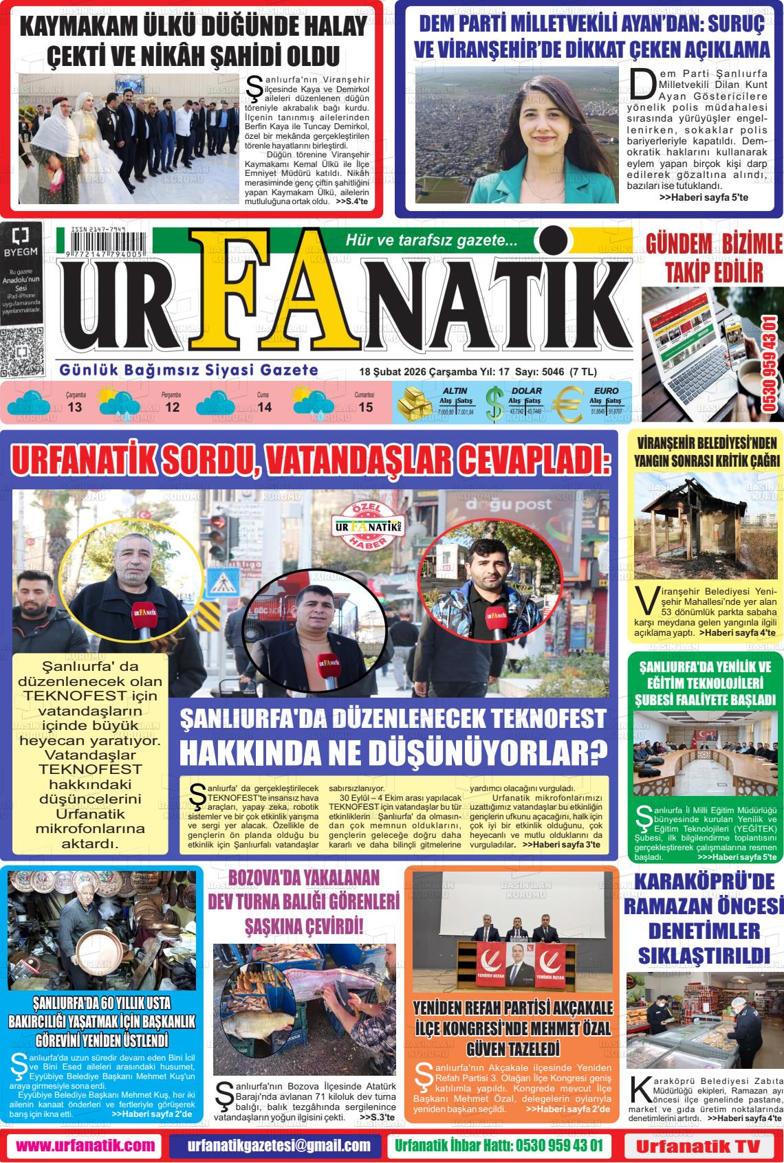 Sanliurfa Urfanatik 18.02.2026