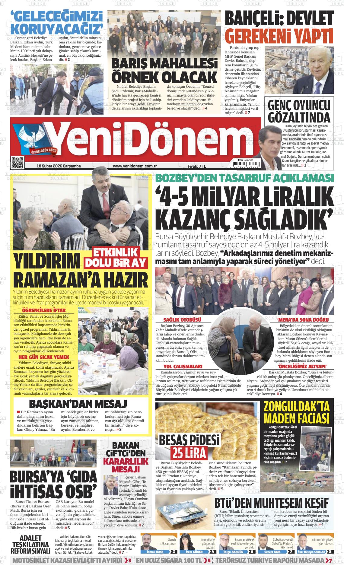 Bursa Yenidonem 18.02.2026