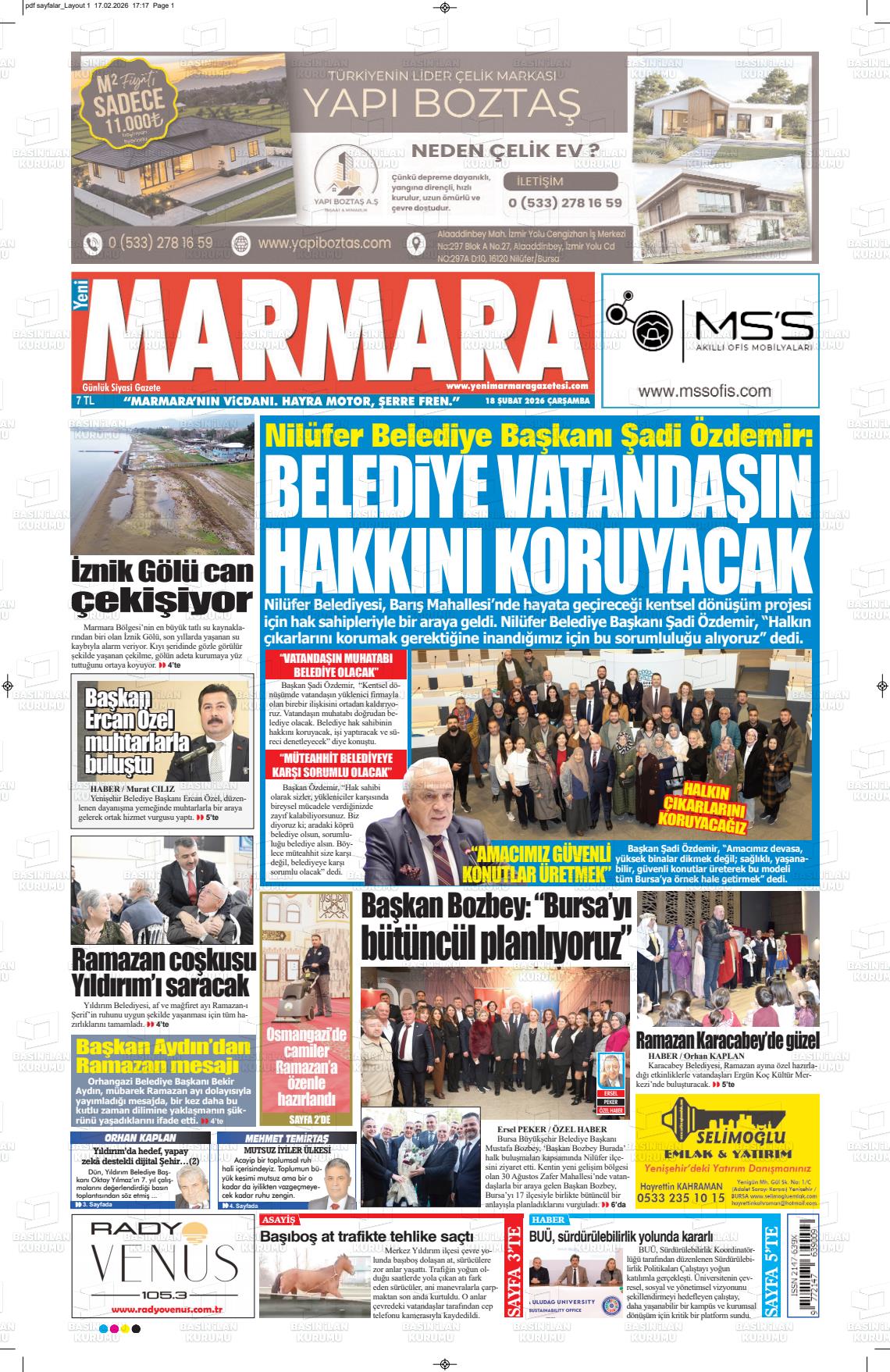 Bursa Yenimarmara 18.02.2026