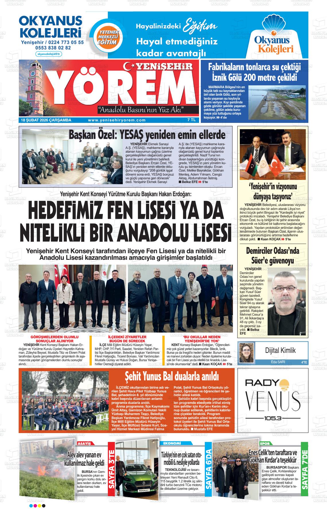 Bursa Yenisehiryorem 18.02.2026