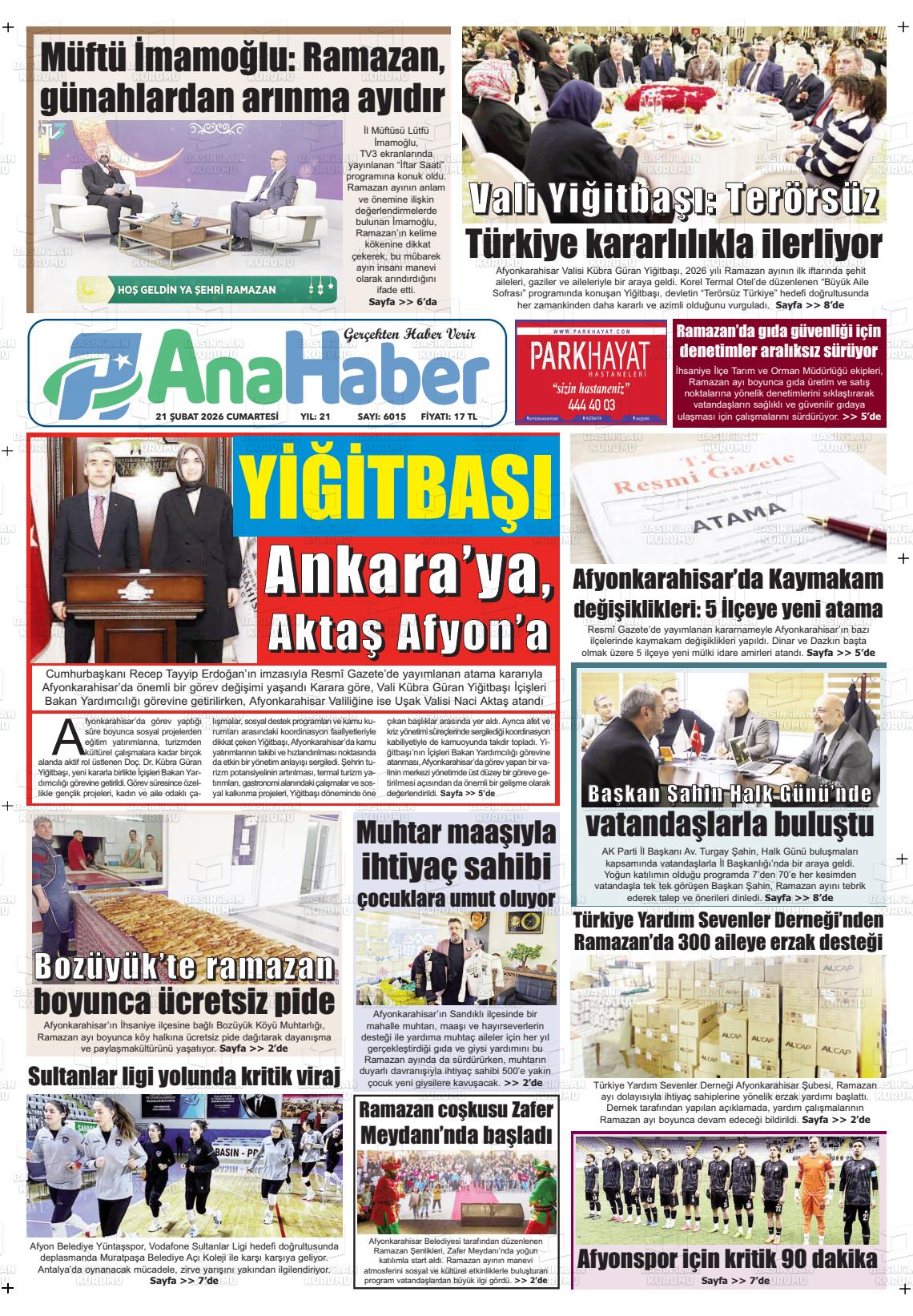 Afyonkarahisar Anahaber 21.02.2026