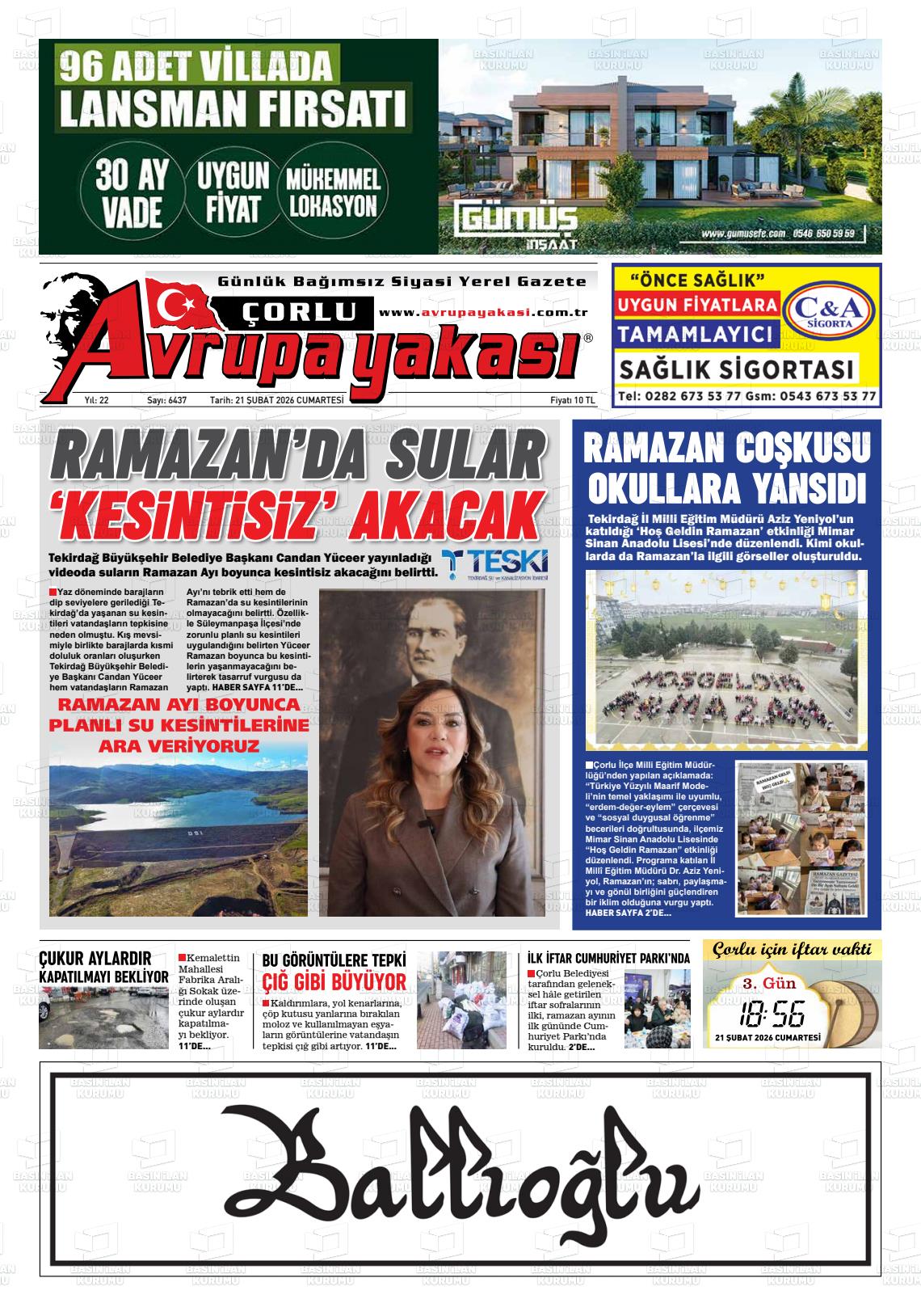 Tekirdag Avrupayakasi 21.02.2026