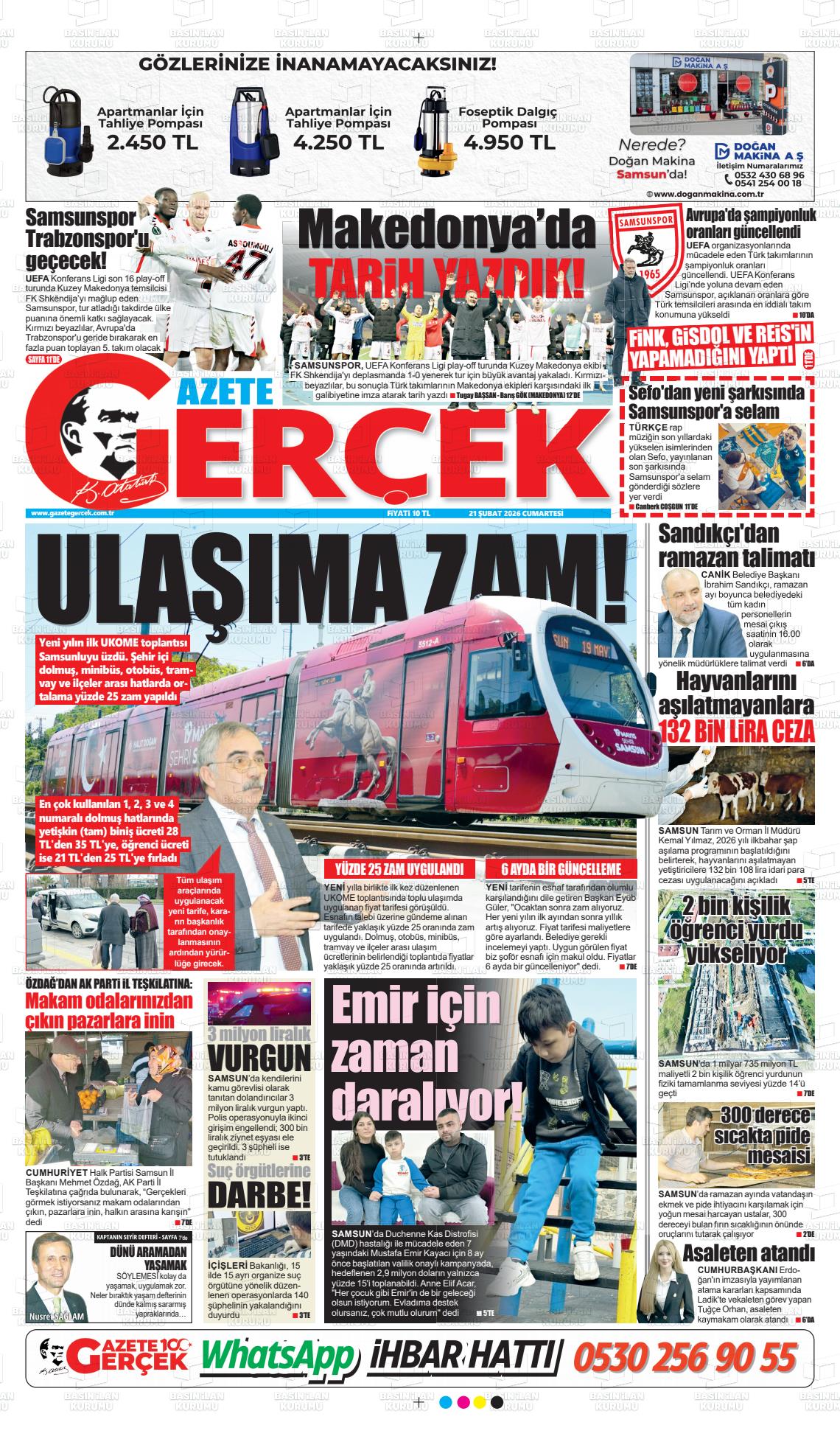 Samsun Gazetegercek 21.02.2026
