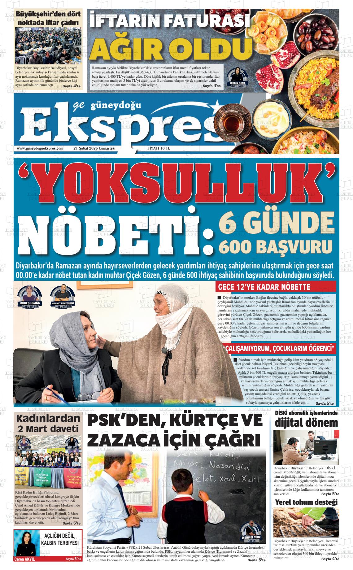 Diyarbakir Geguneydoguekspres 21.02.2026