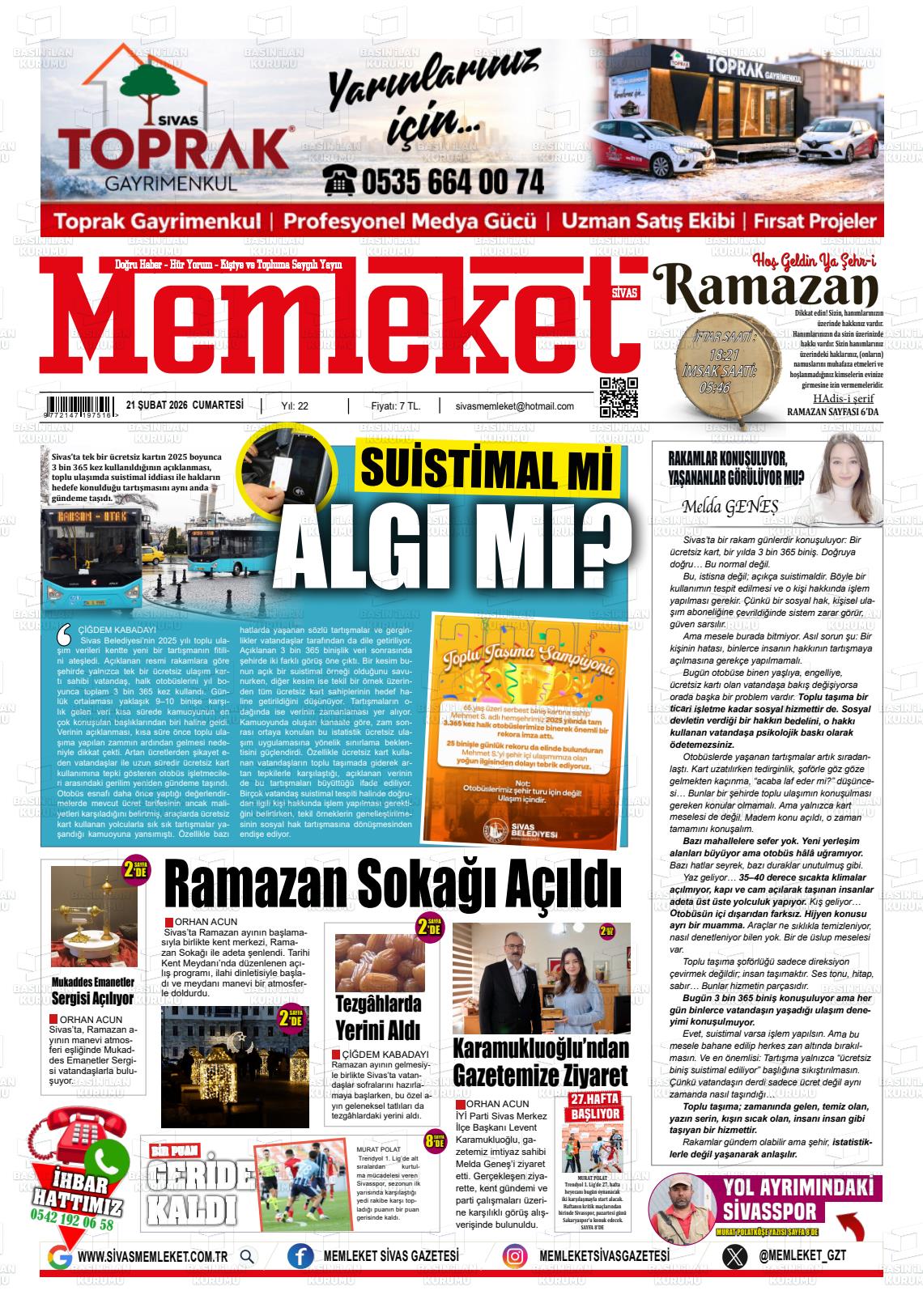 Sivas Memleket 21.02.2026