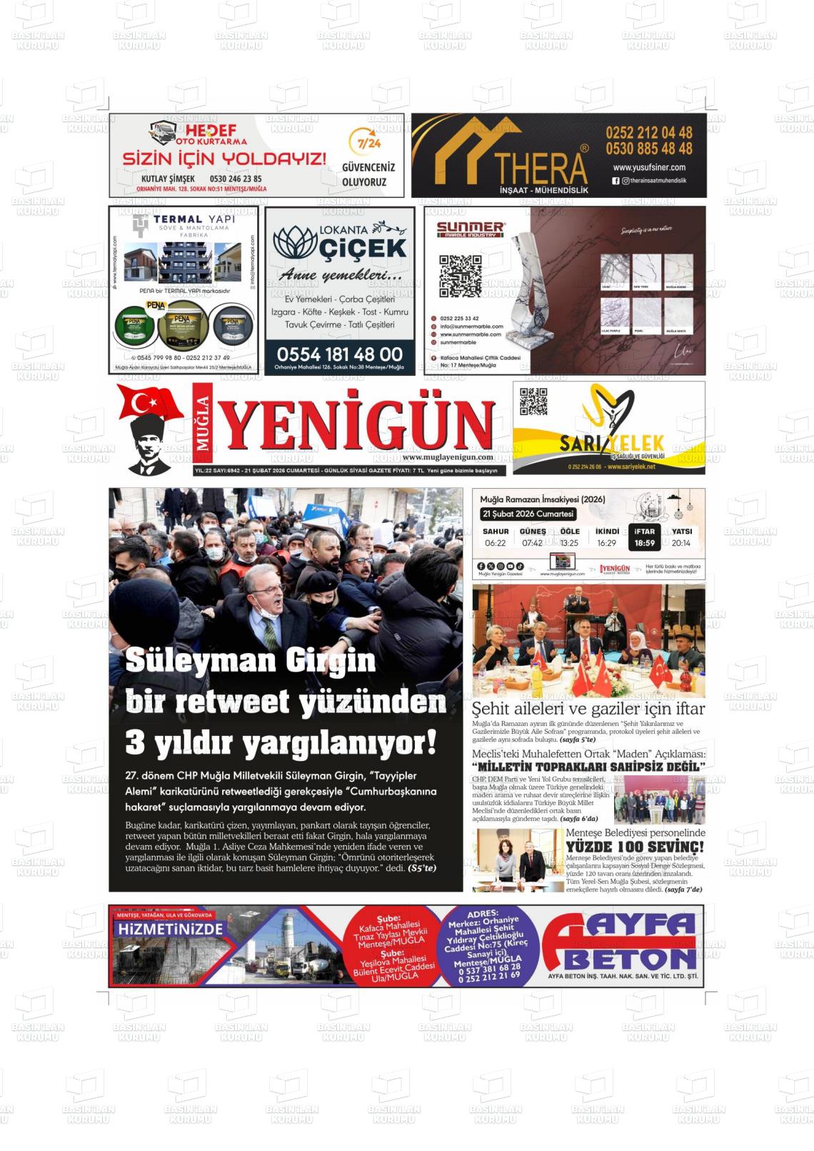 Mugla Yenigun 21.02.2026