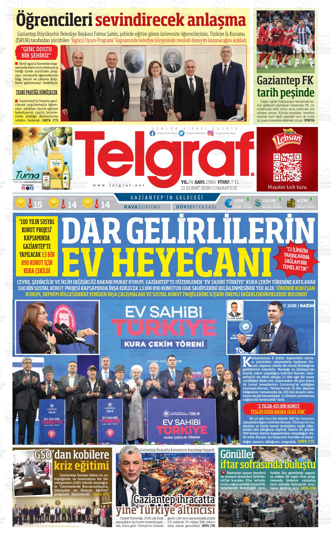 Gaziantep Telgraf 21.02.2026