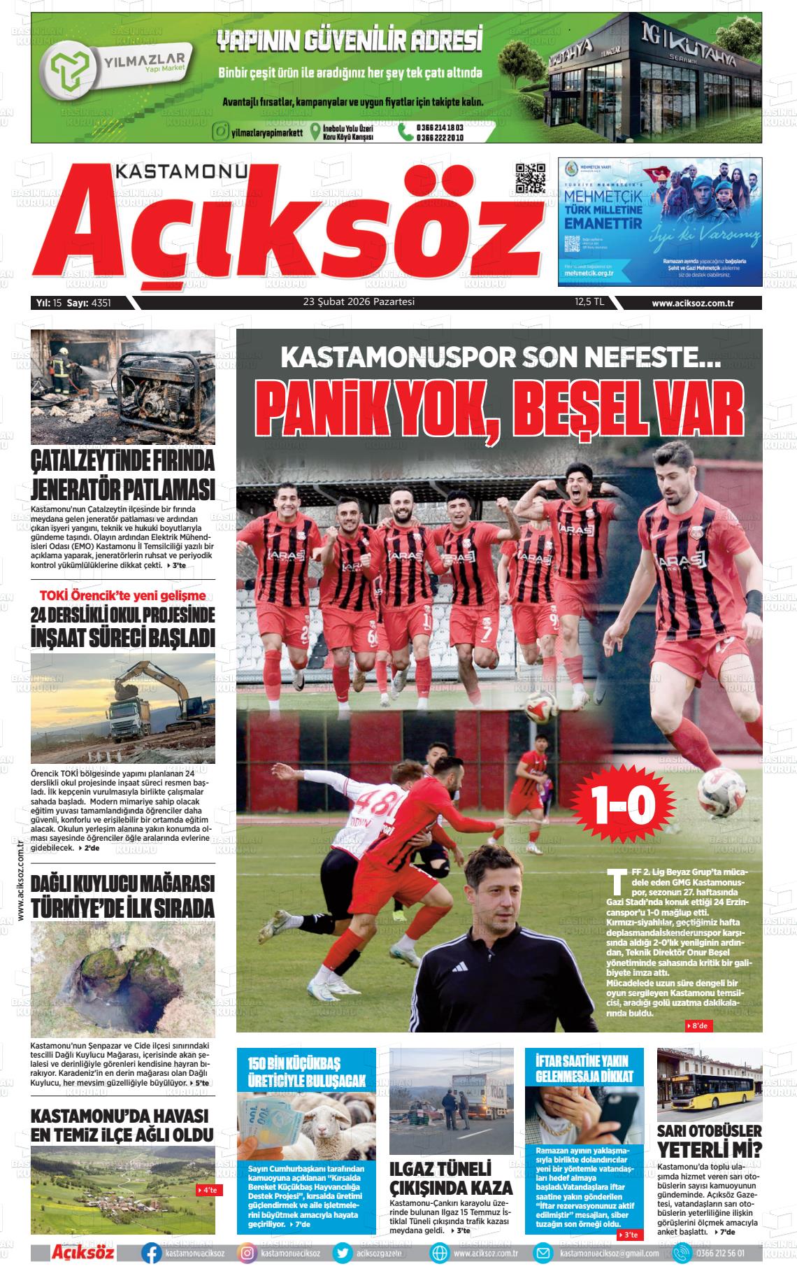 Kastamonu Aciksoz 23.02.2026