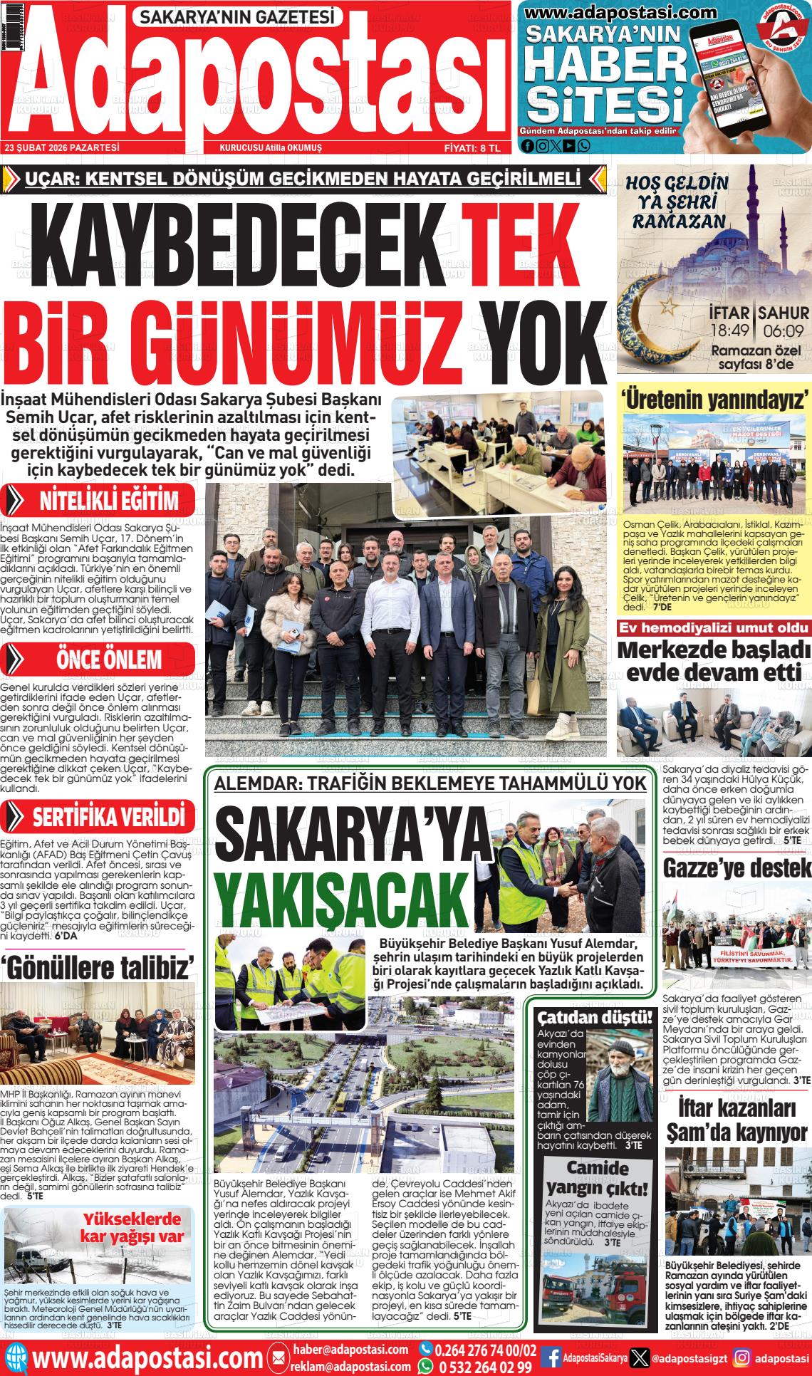 Sakarya Adapostasi 23.02.2026