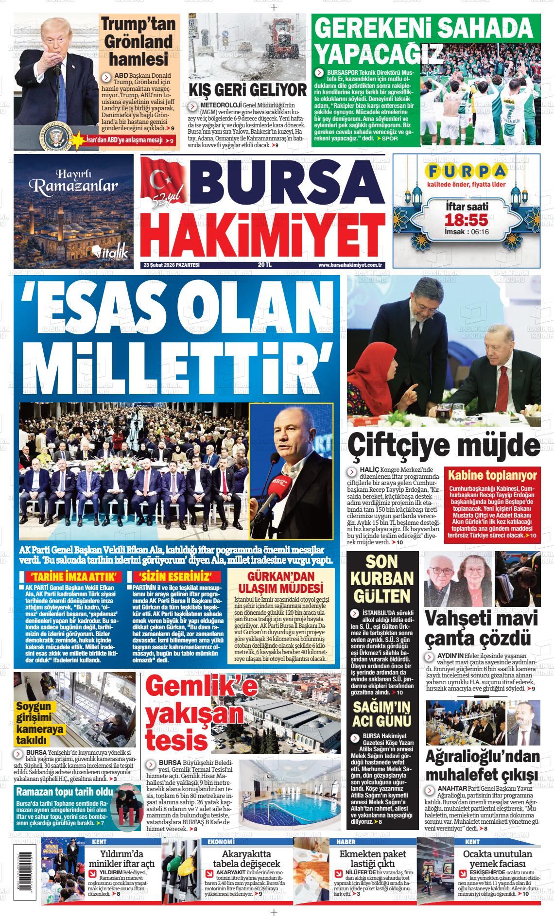 Bursa Hakimiyet 23.02.2026