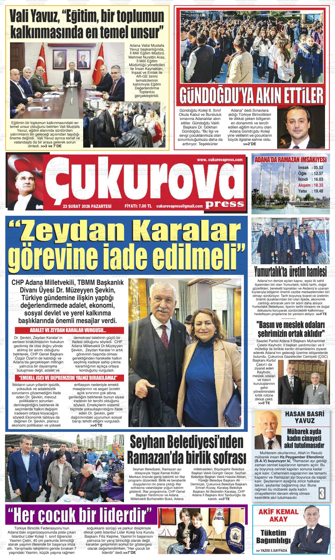 Adana Cukurovapress 23.02.2026