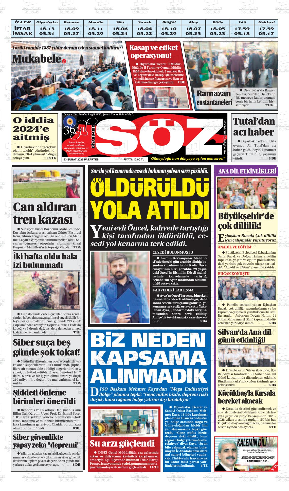 Diyarbakir Soz 23.02.2026