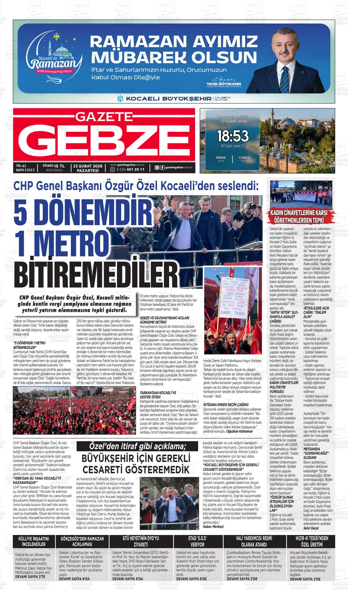Kocaeli Gebze 23.02.2026
