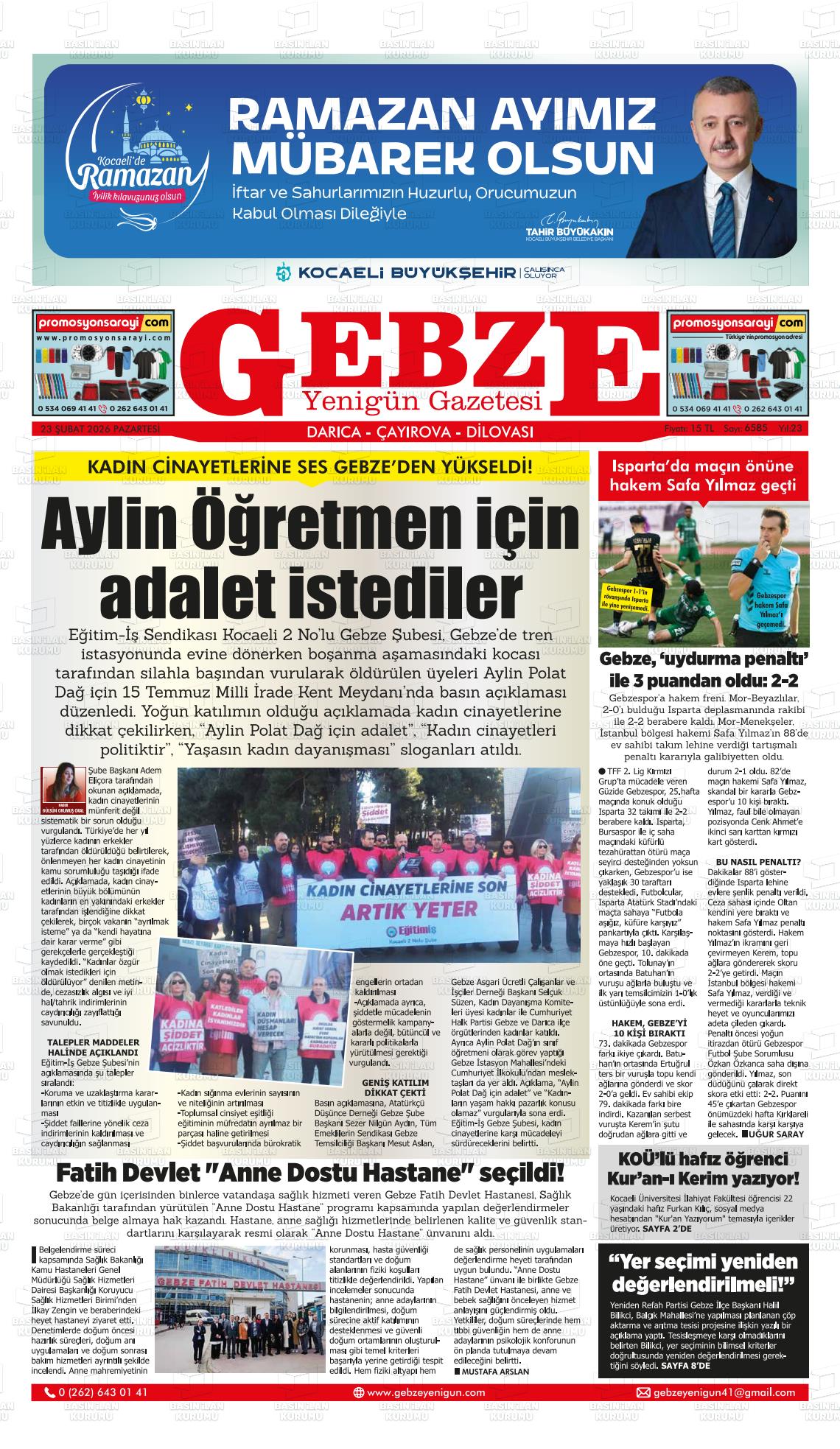 Kocaeli Gebzeyenigun 23.02.2026