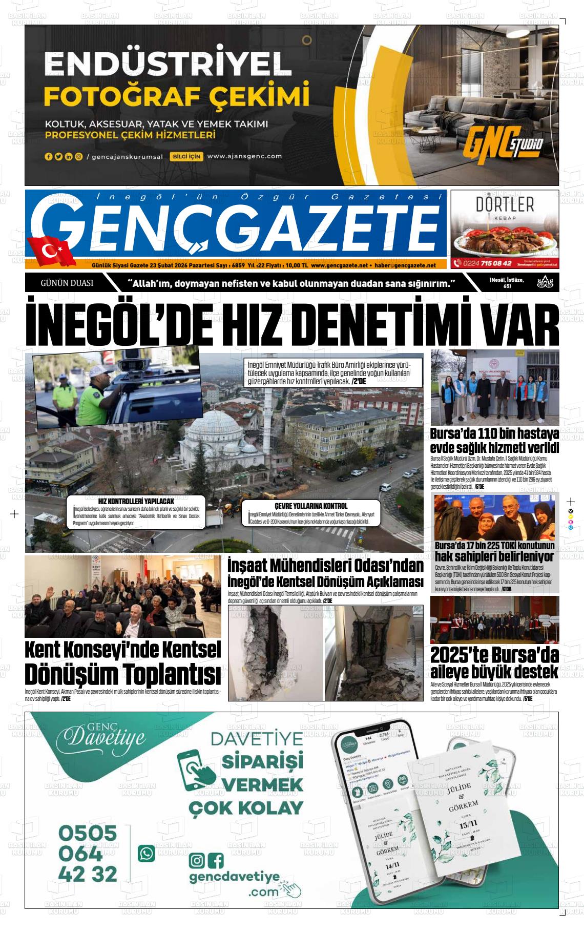 Bursa Gencgazete 23.02.2026