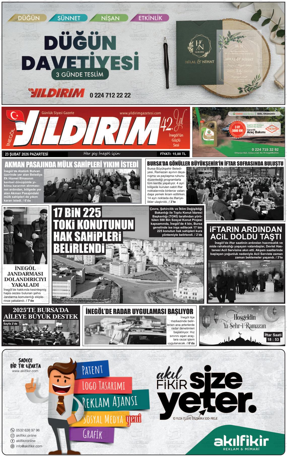 Bursa Inegolyildirim 23.02.2026