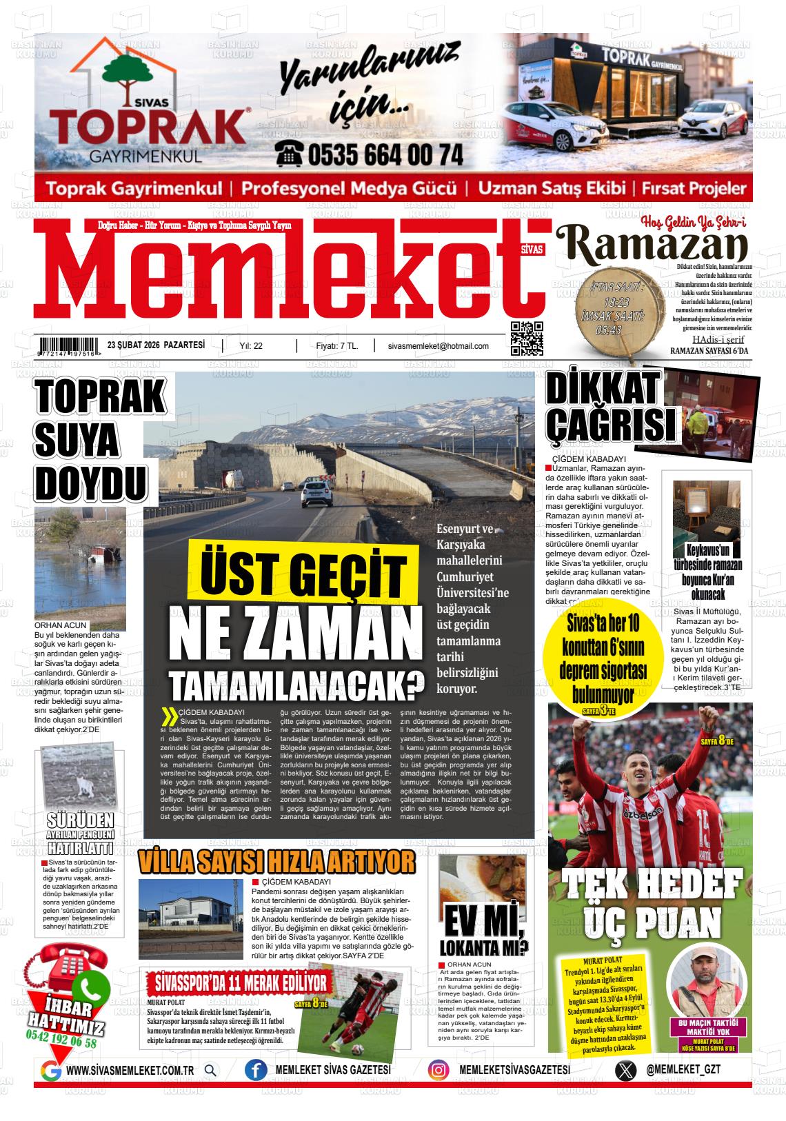 Sivas Memleket 23.02.2026