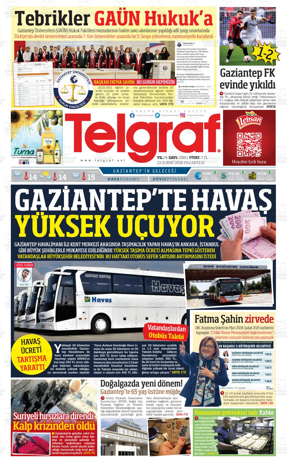 Gaziantep Telgraf 23.02.2026