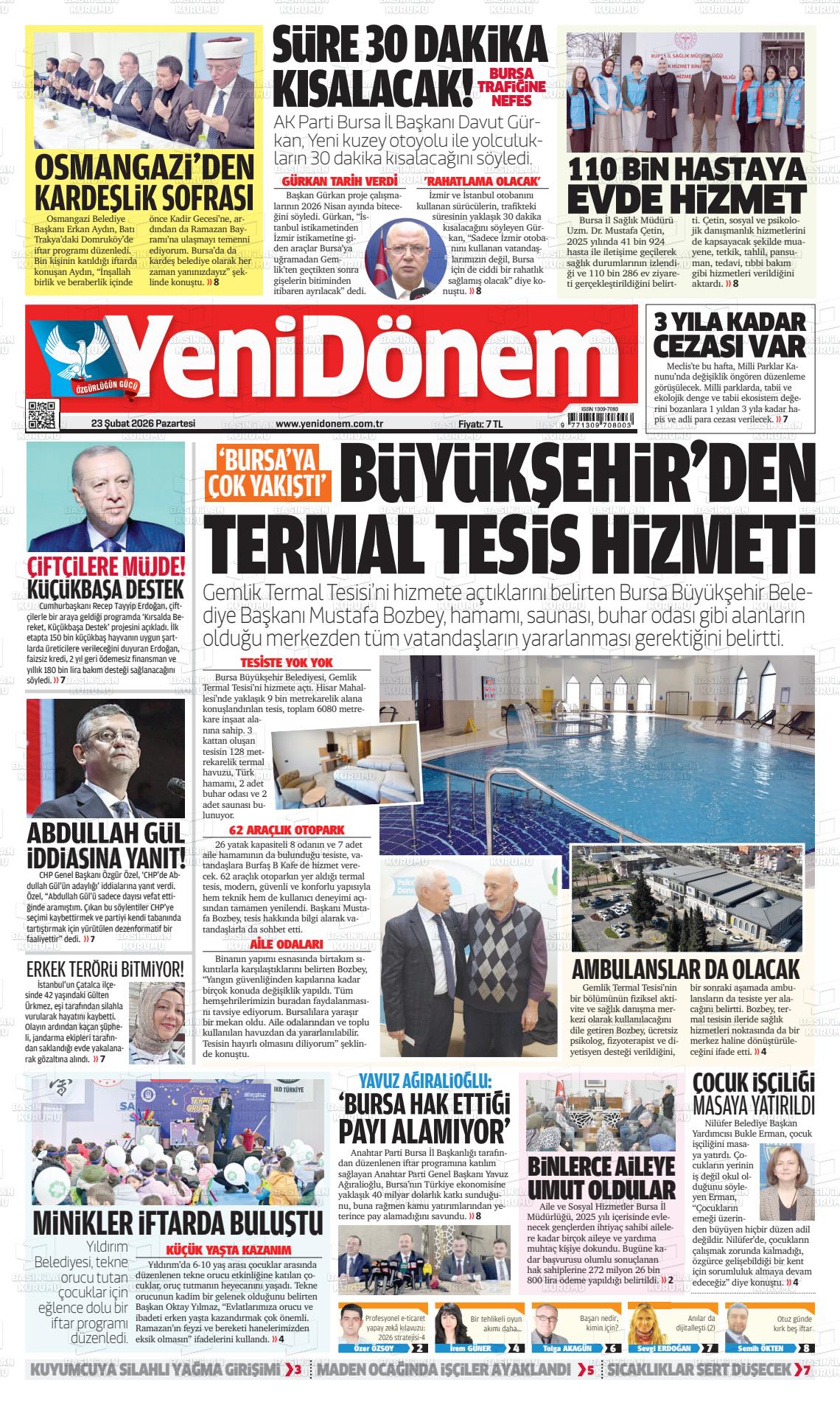 Bursa Yenidonem 23.02.2026