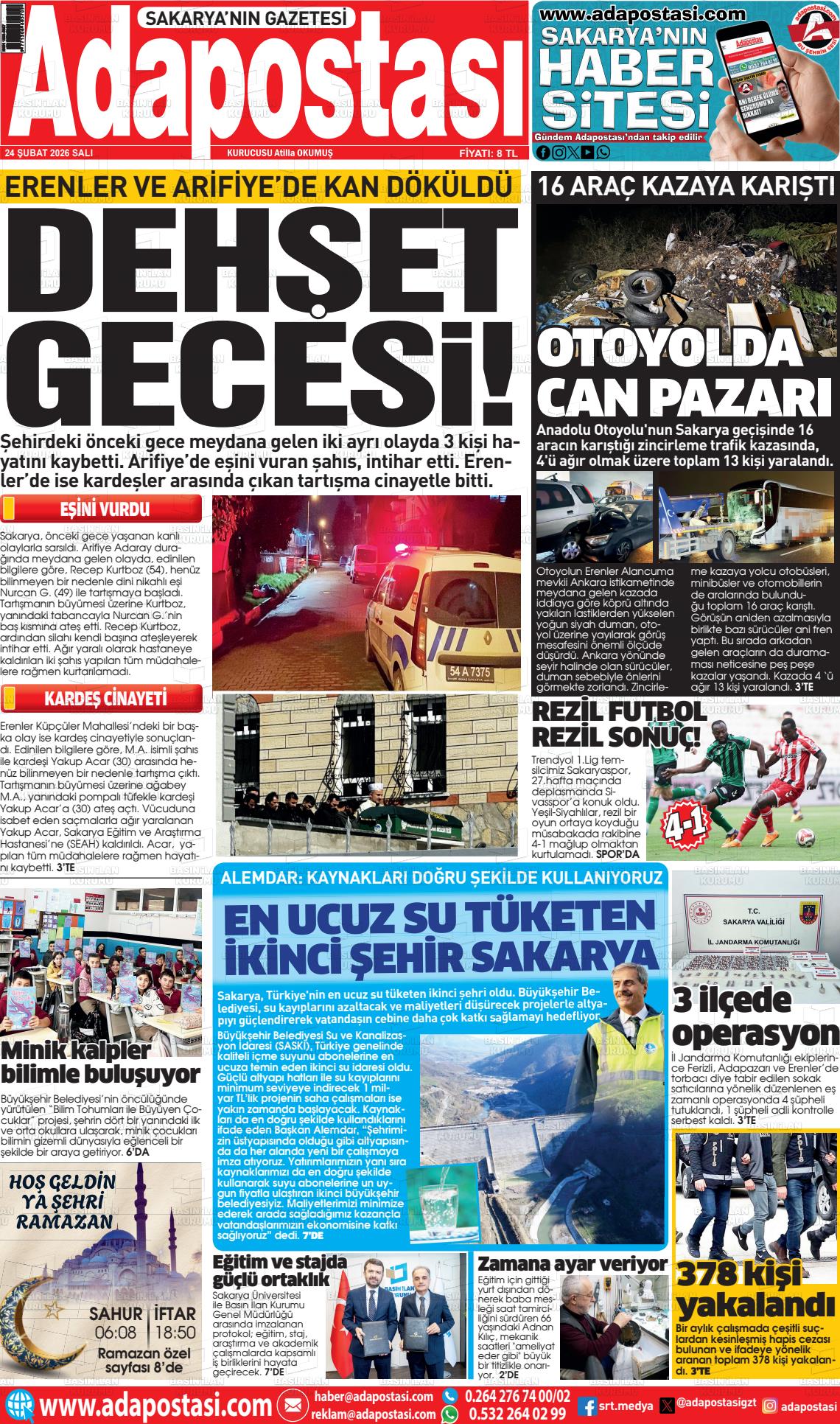 Sakarya Adapostasi 24.02.2026