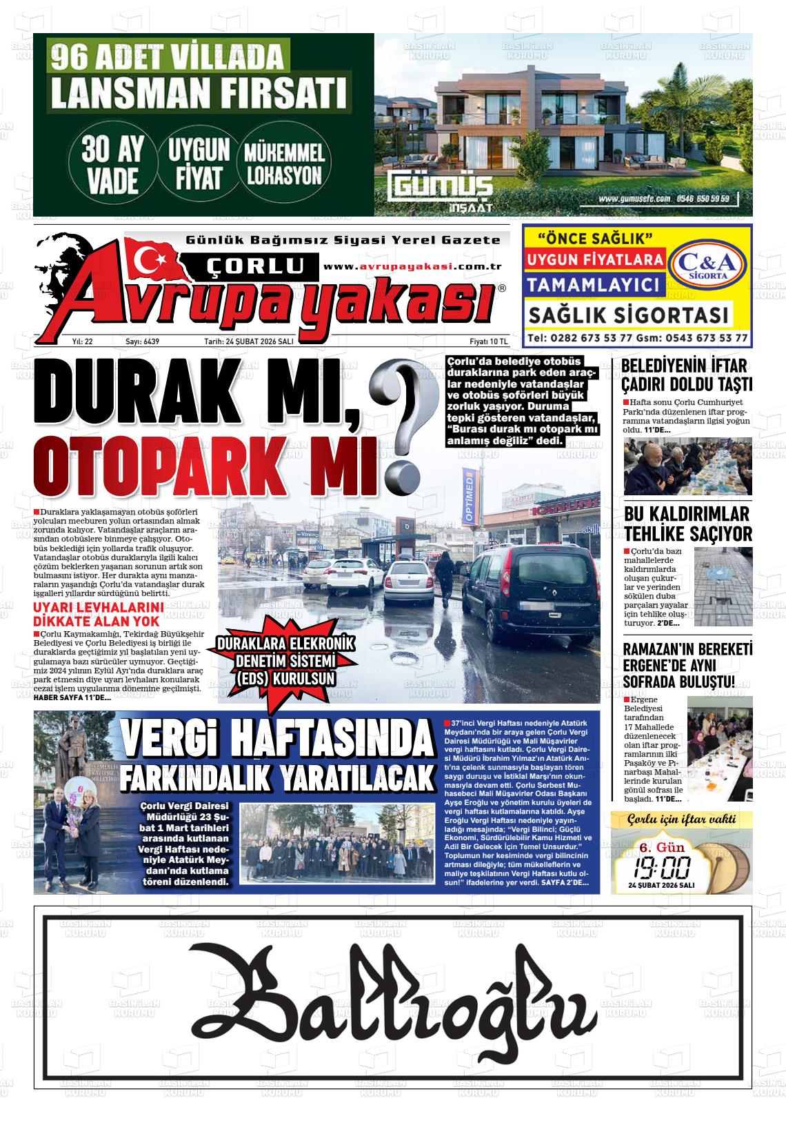 Tekirdag Avrupayakasi 24.02.2026