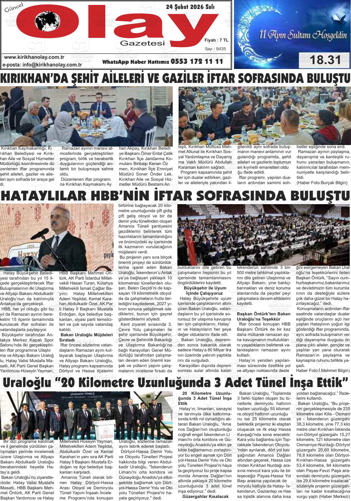 Hatay Guncelolay 24.02.2026