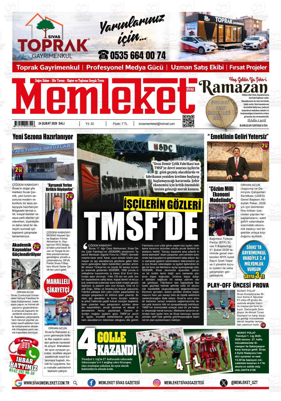 Sivas Memleket 24.02.2026