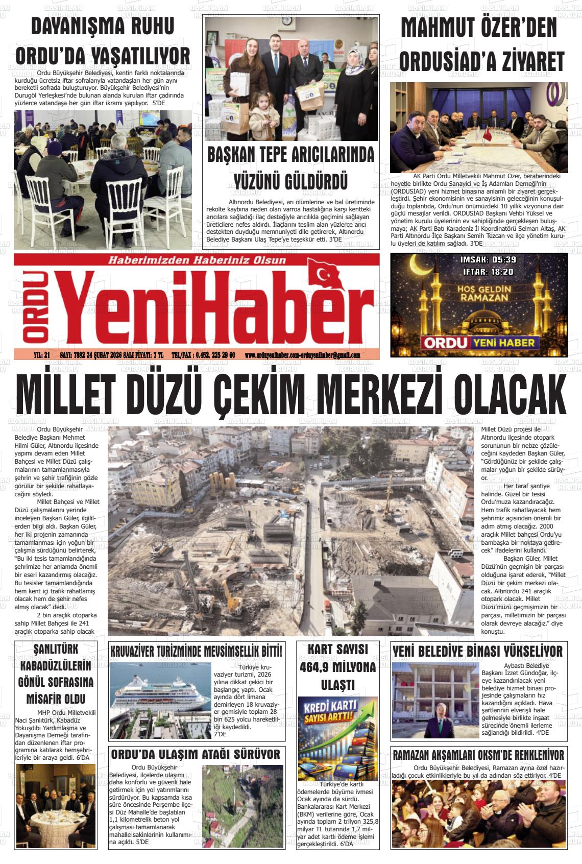 Ordu Yenihaber 24.02.2026